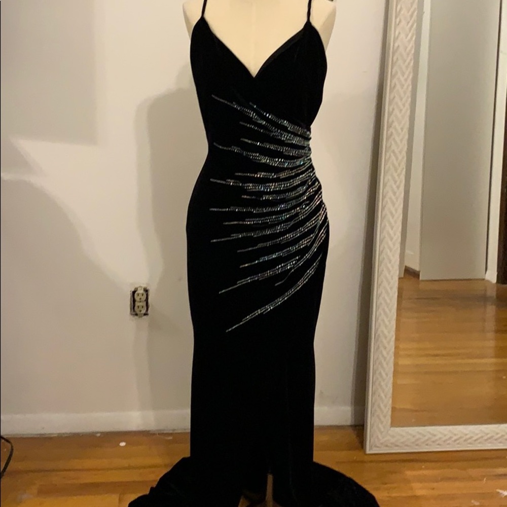 Black evening dress with sequins